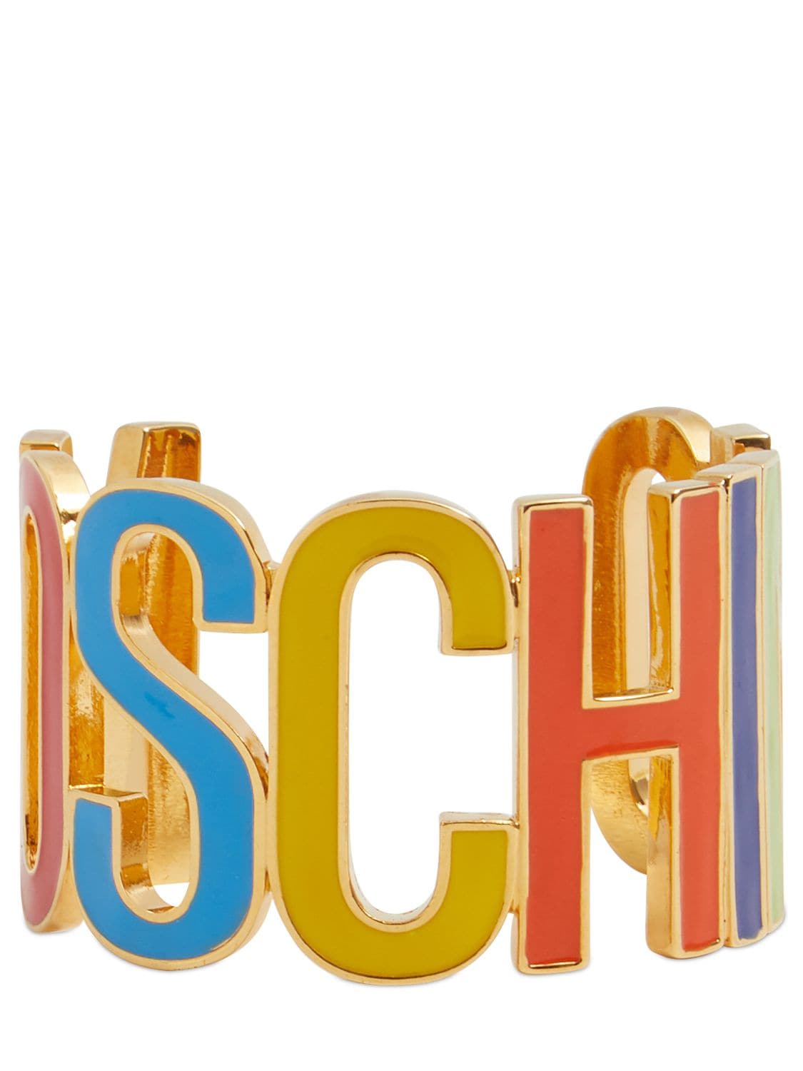 MOSCHINO Enamel Logo Lettering Cuff Bracelet
