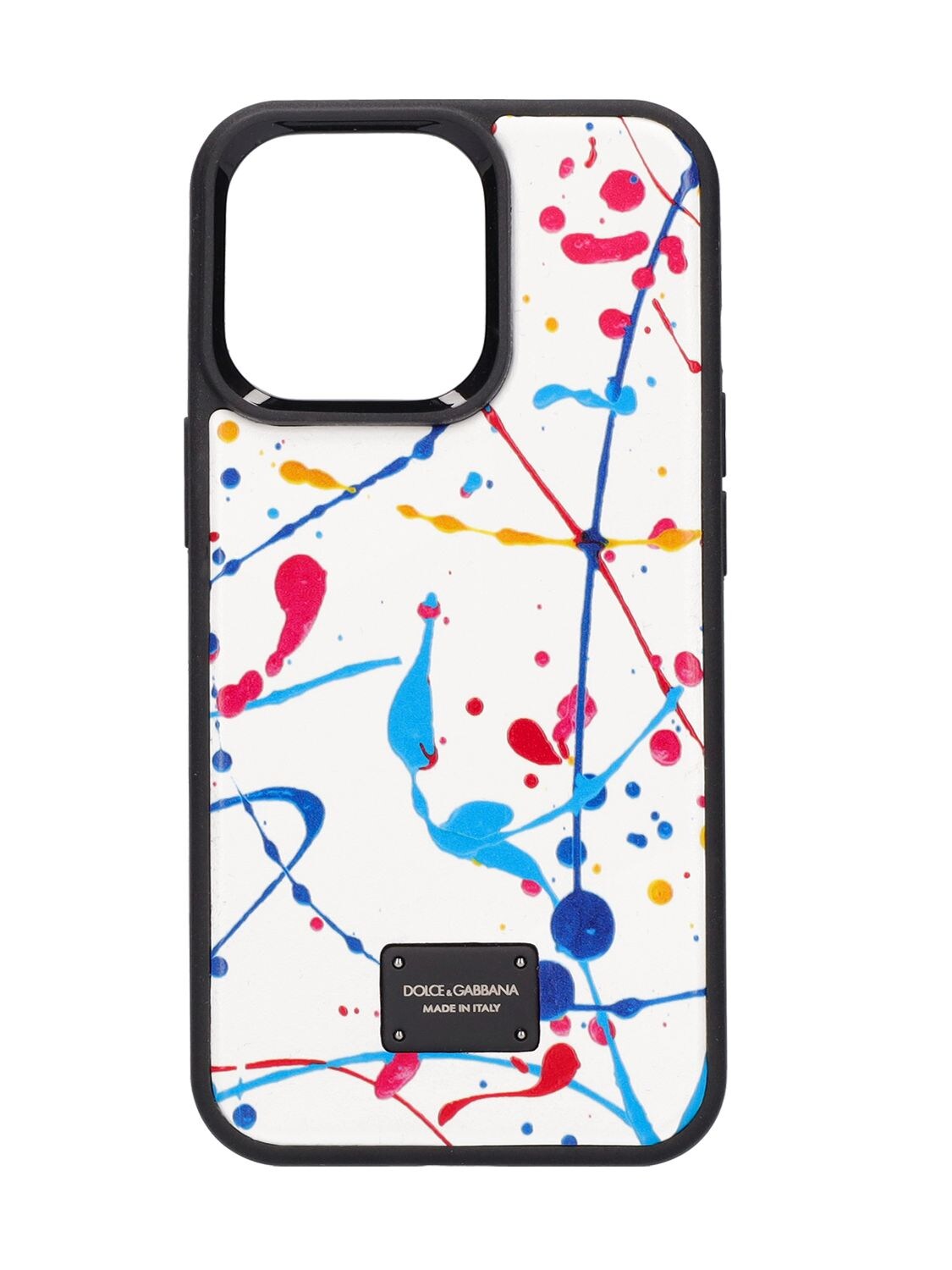 Dolce & Gabbana Logo Plaque Painted Iphone 13 Cover In White,multi