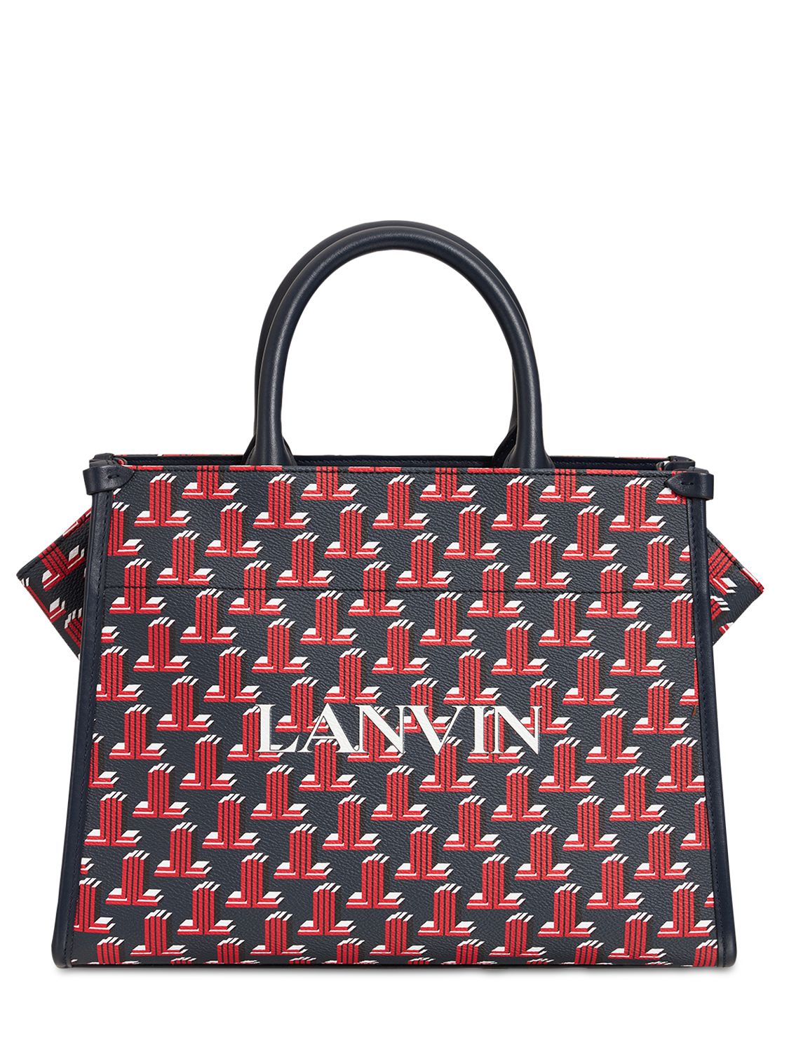 Lanvin Small Cabas Printed Coated Canvas Bag In 红色,蓝色