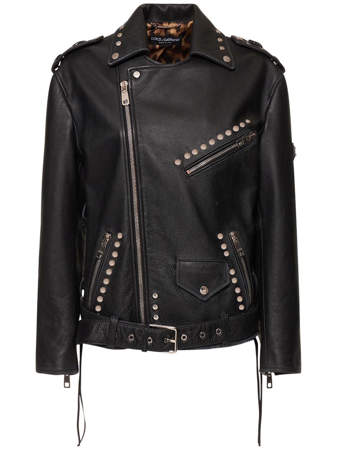 Dolce & Gabbana - Leather biker jacket - Black | Luisaviaroma