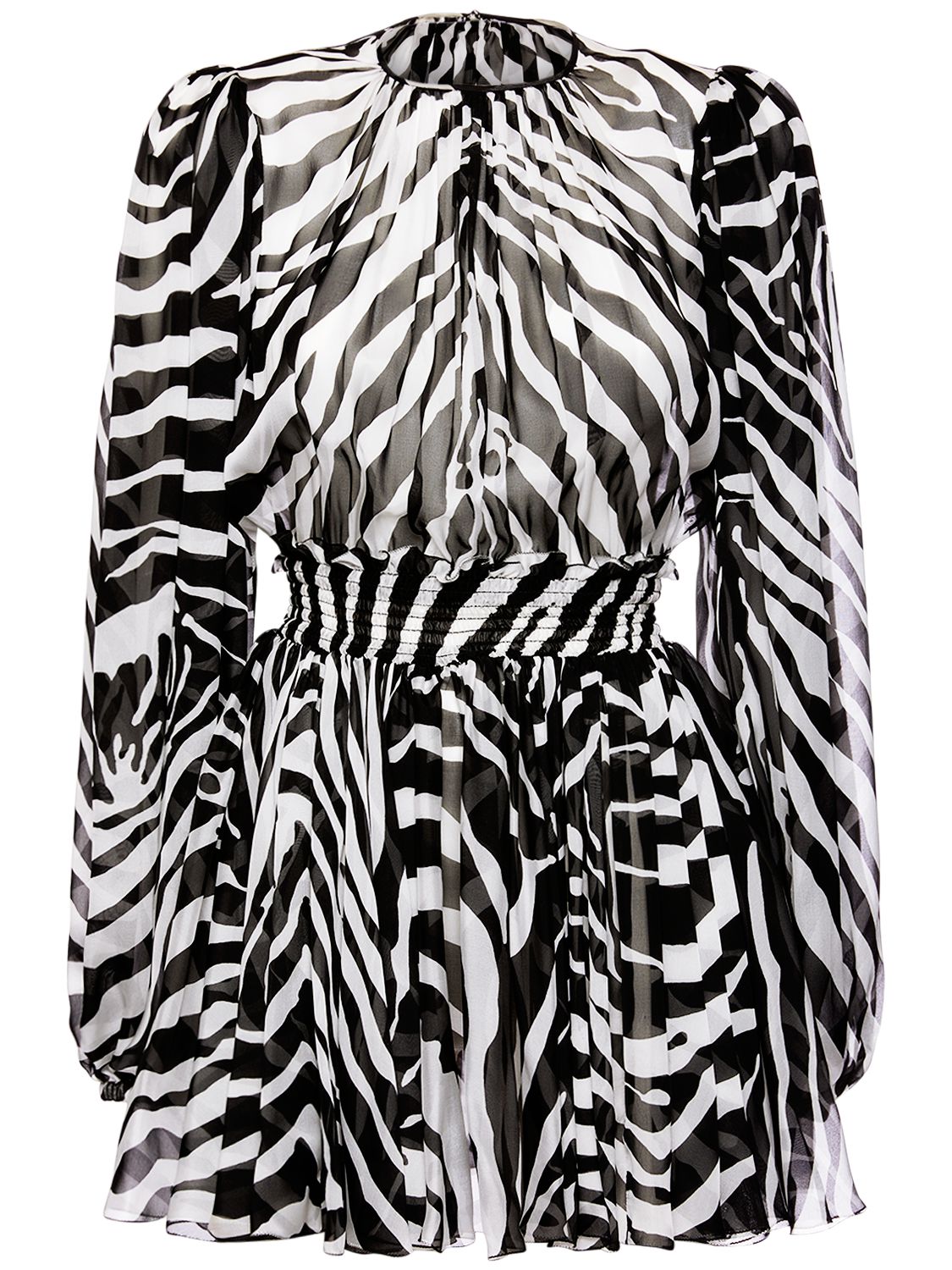 Dolce & Gabbana - Zebra printed silk chiffon mini dress - Multicolor