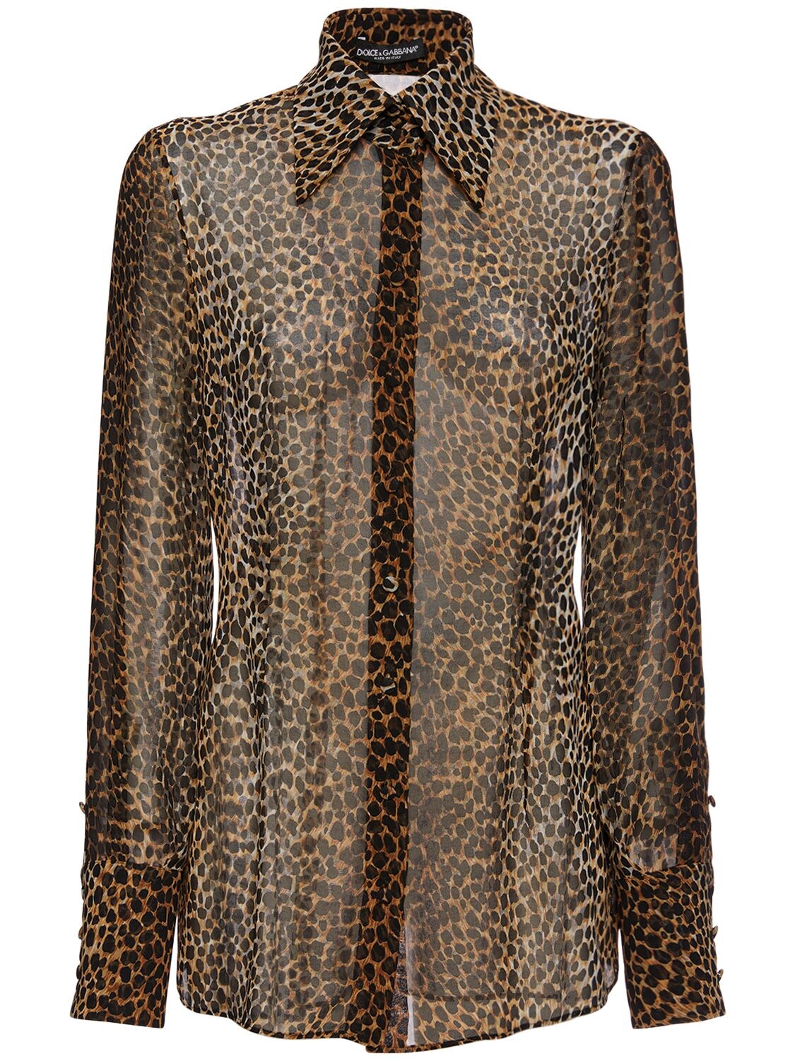 Leopard Print 100% Silk Blouse
