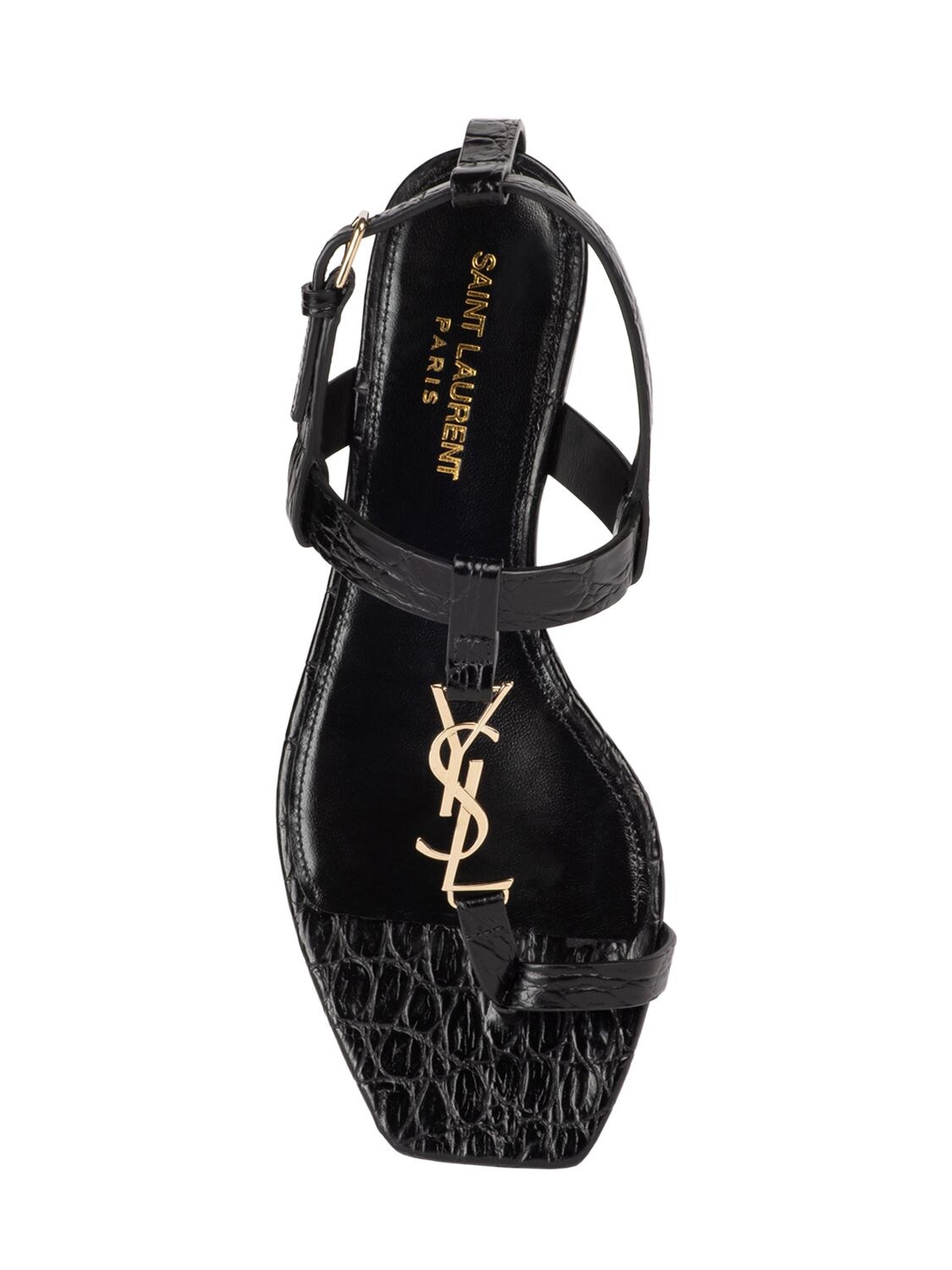 Saint Laurent Black Cassandra Flat Sandals In Smooth Leather | ModeSens