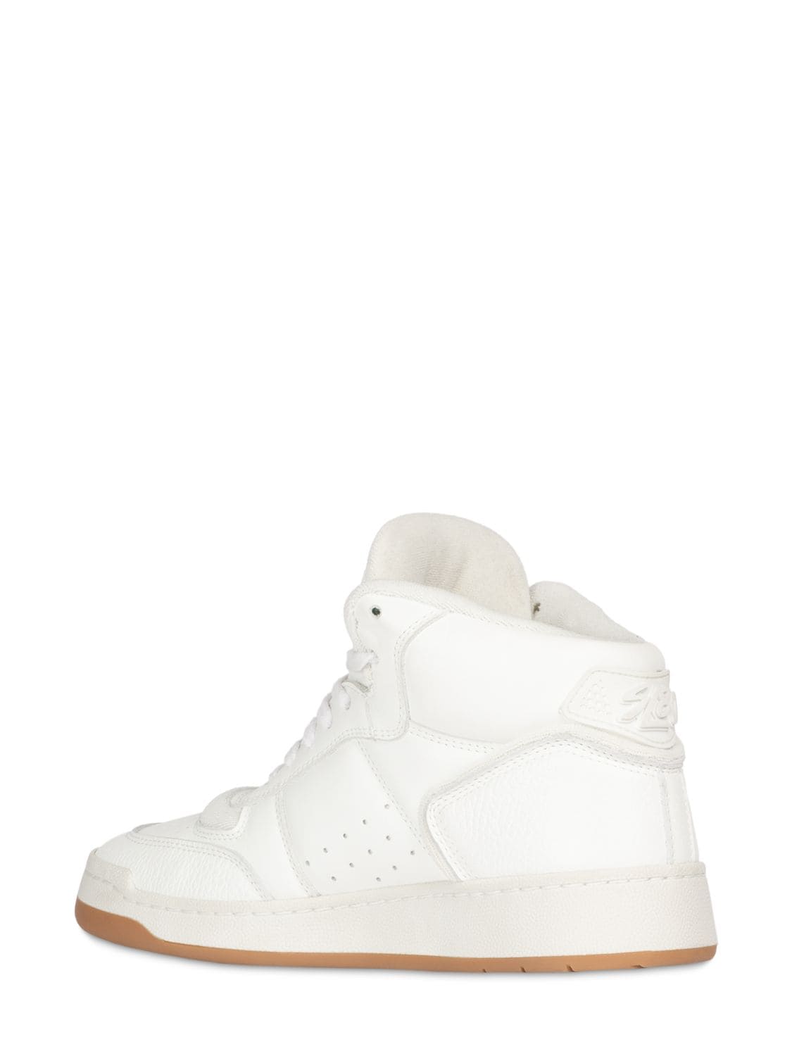 Shop Saint Laurent 20mm Mid Top Leather Sneakers In White