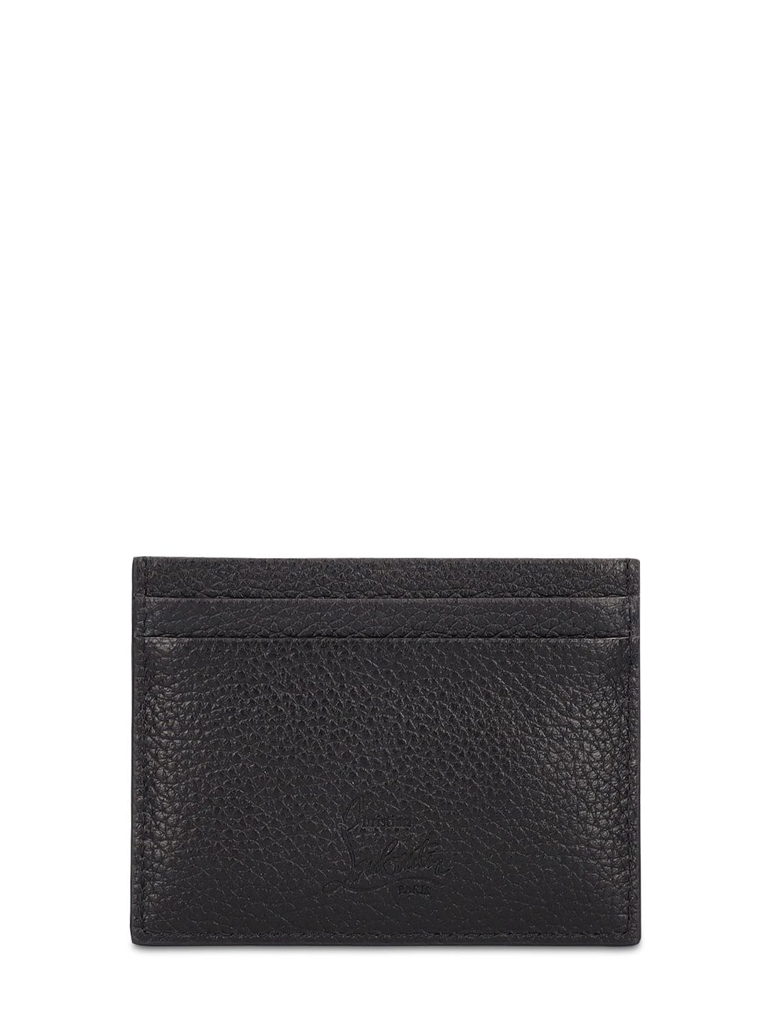 Shop Christian Louboutin W Kios Embellished Leather Card Holder In Black,multi