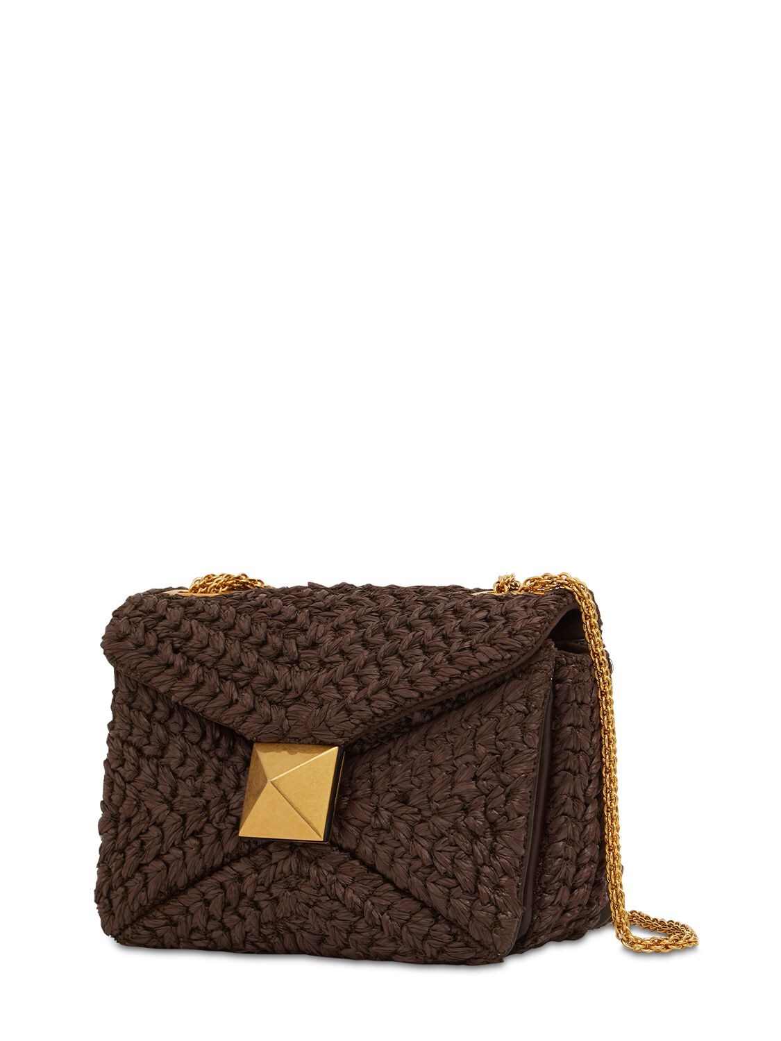 ONE STUD RAFFIA BAG WITH CHAIN