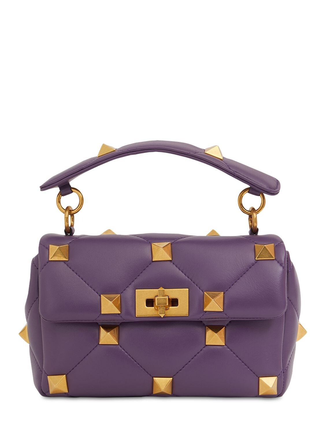 Valentino Garavani Medium Roman Stud Leather Shoulder Bag In Indian Violet