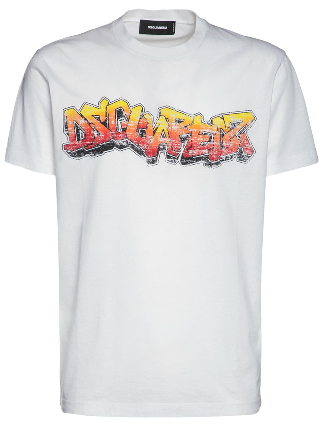 Dsquared2 Logo Print Cotton Jersey T-shirt In White | ModeSens