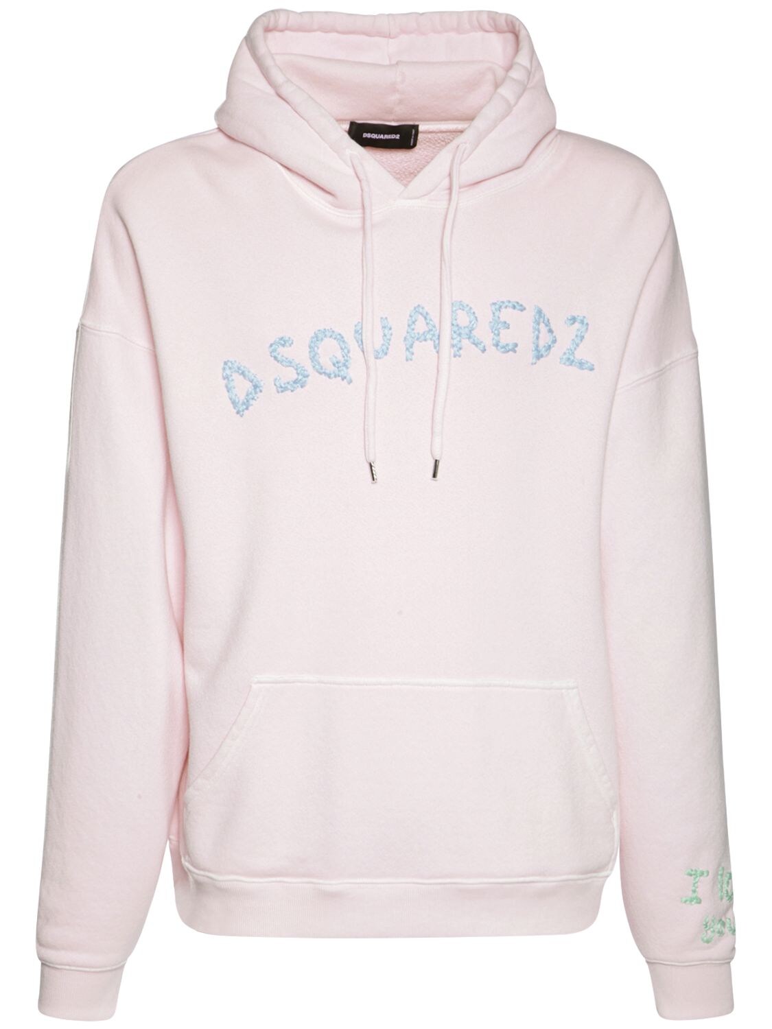 DSQUARED2 LOGO EMBROIDERED COTTON JERSEY HOODIE,75IG7E087-MJQY0