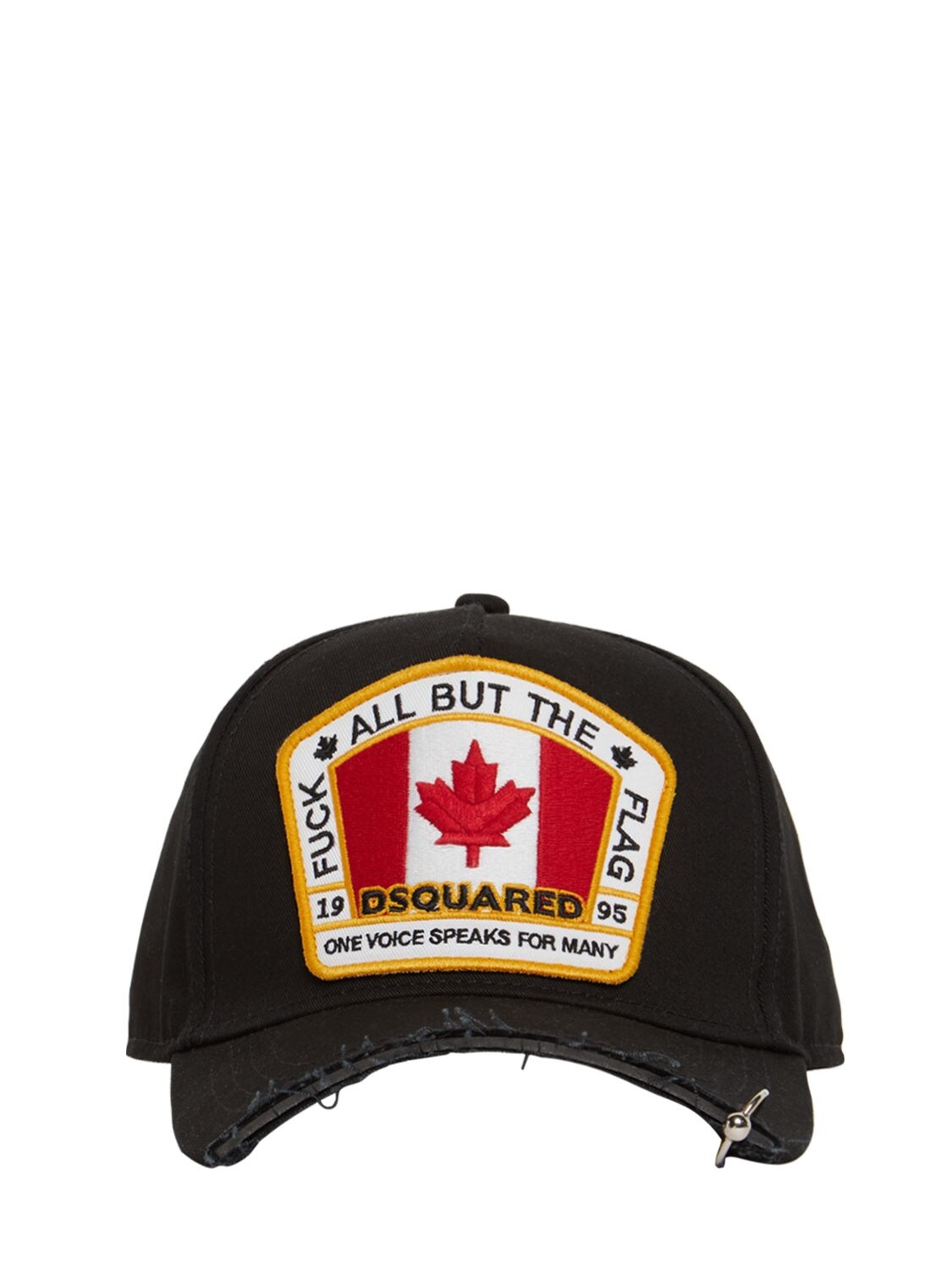 Dsquared2 Flag Patch Canvas Half Cap W/ Ring In Black | ModeSens