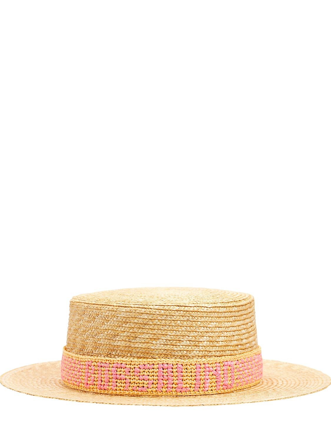 Borsalino Magiostrina Logo Embroidered Straw Hat In Naturale Ruggin ModeSens