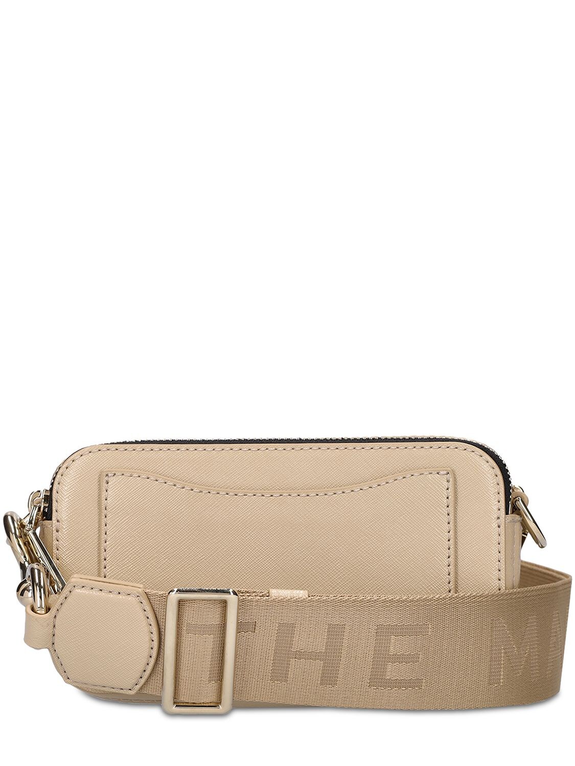 Shop Marc Jacobs (the) The Snapshot Dtm Leather Shoulder Bag In Khaki