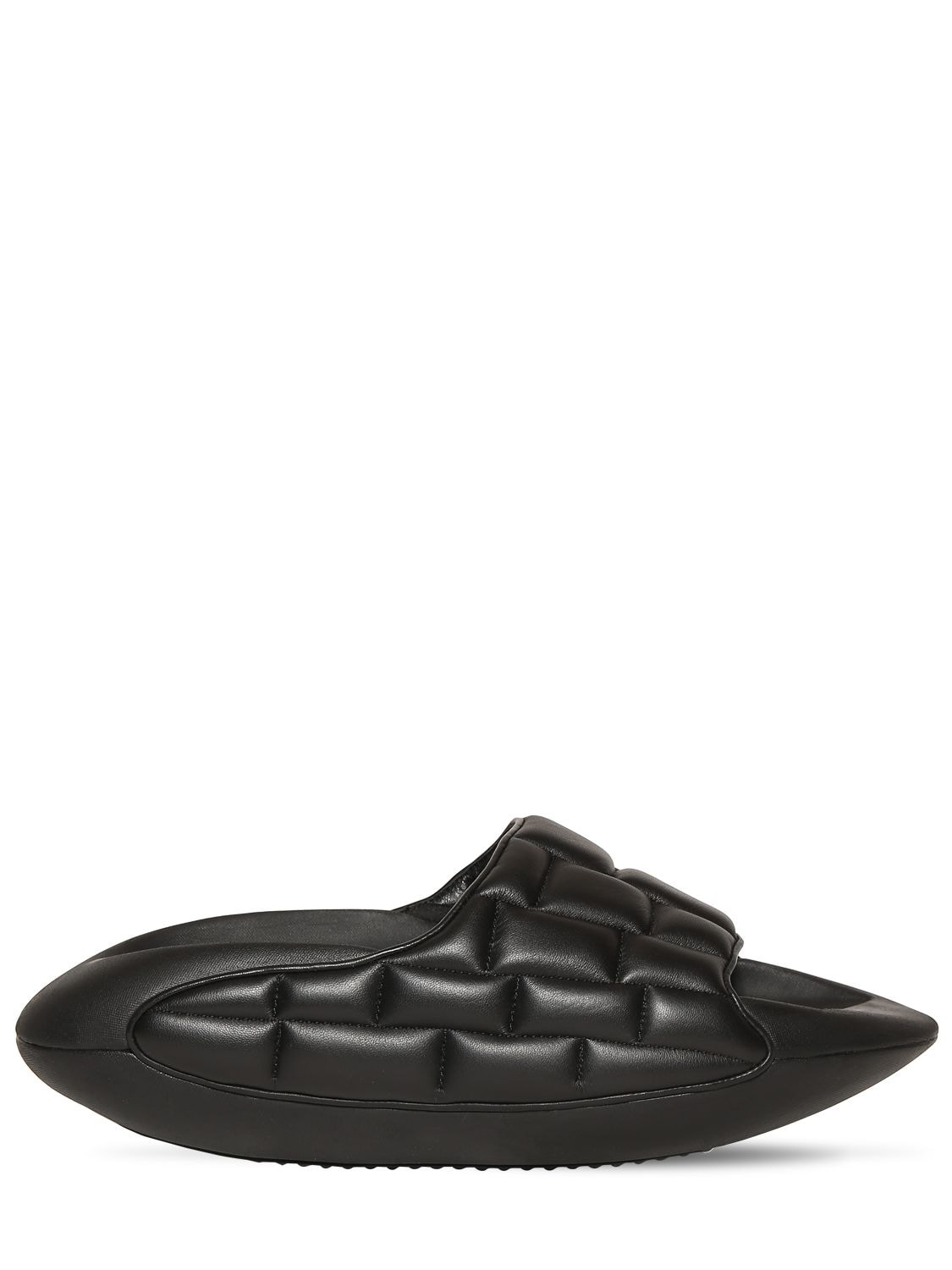 Balmain B-it Puffy Quilted Leather Slide Sandals In Black | ModeSens