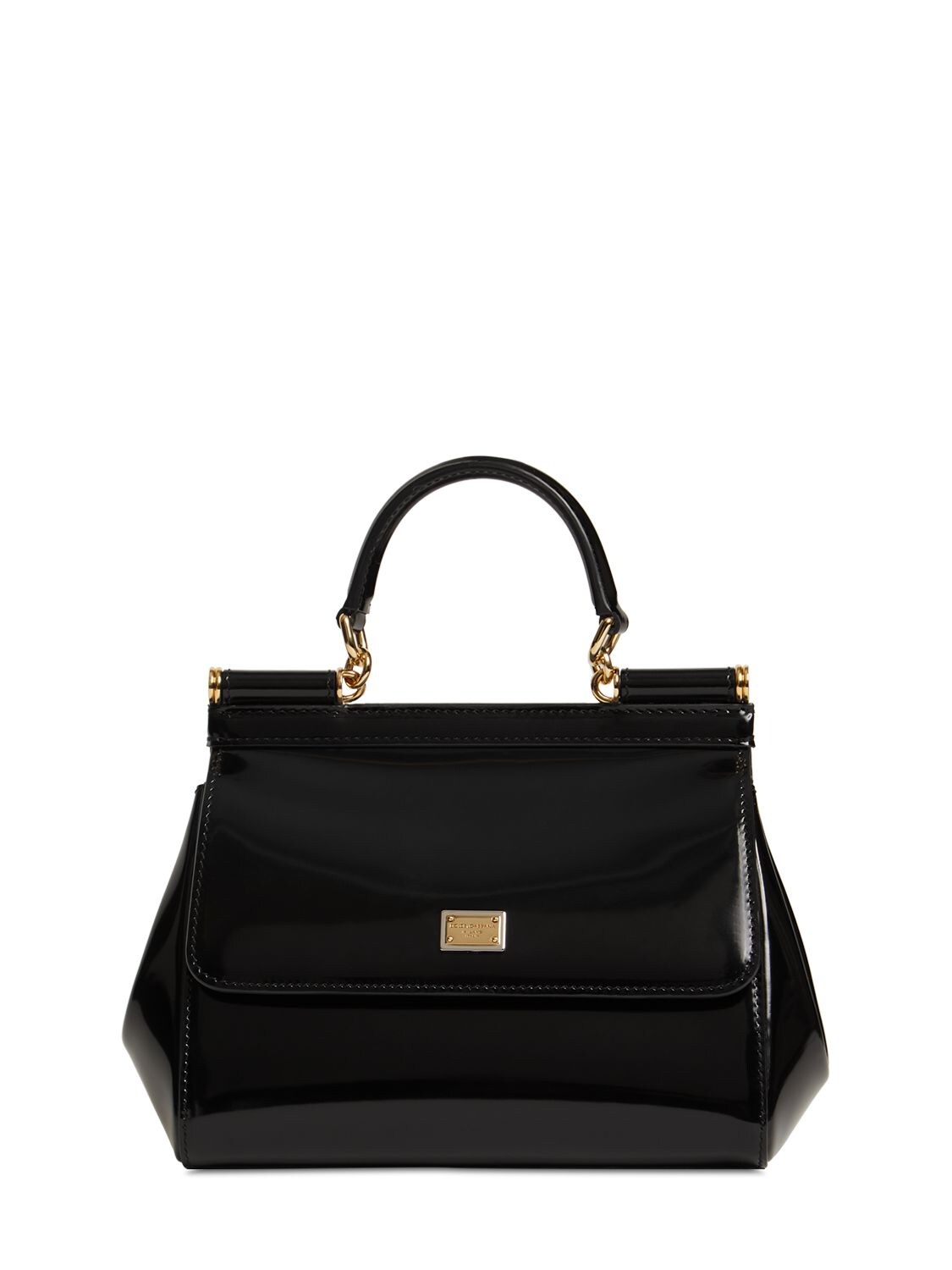 Dolce & Gabbana Small Sicily Bag In Black Patent Leather In 黑色 | ModeSens