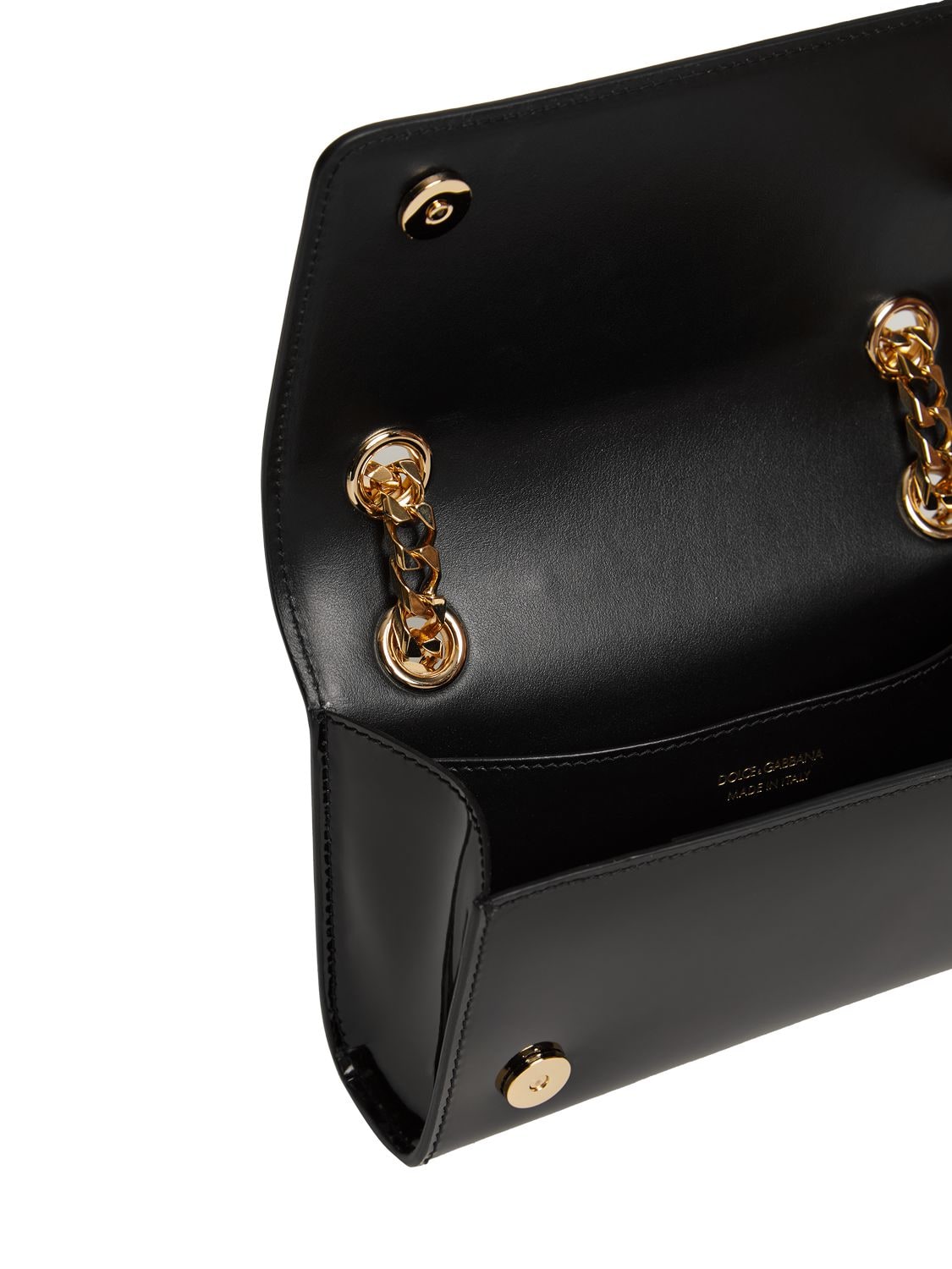 Shop Dolce & Gabbana Logo Patent Leather Shoulder Bag In 黑色
