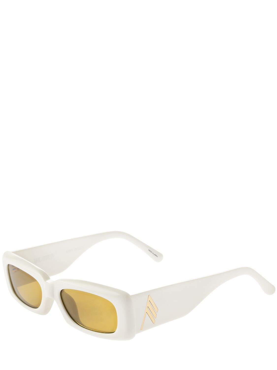 Shop Attico Mini Marfa Squared Acetate Sunglasses In 화이트,브라운