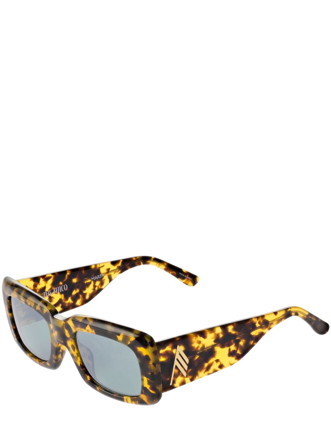 Shop Attico Marfa Squared Acetate Sunglasses In 톨토이즈쉘,그린