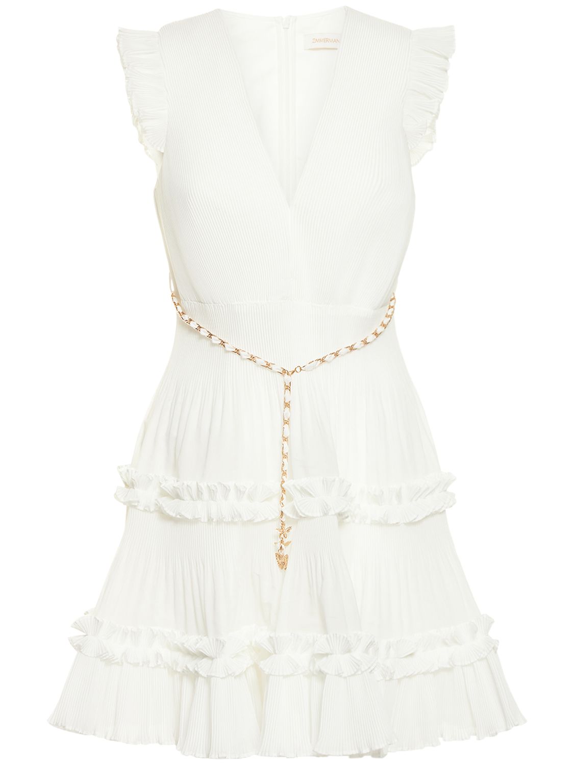 Zimmermann Pleated Mini Dress In White ModeSens