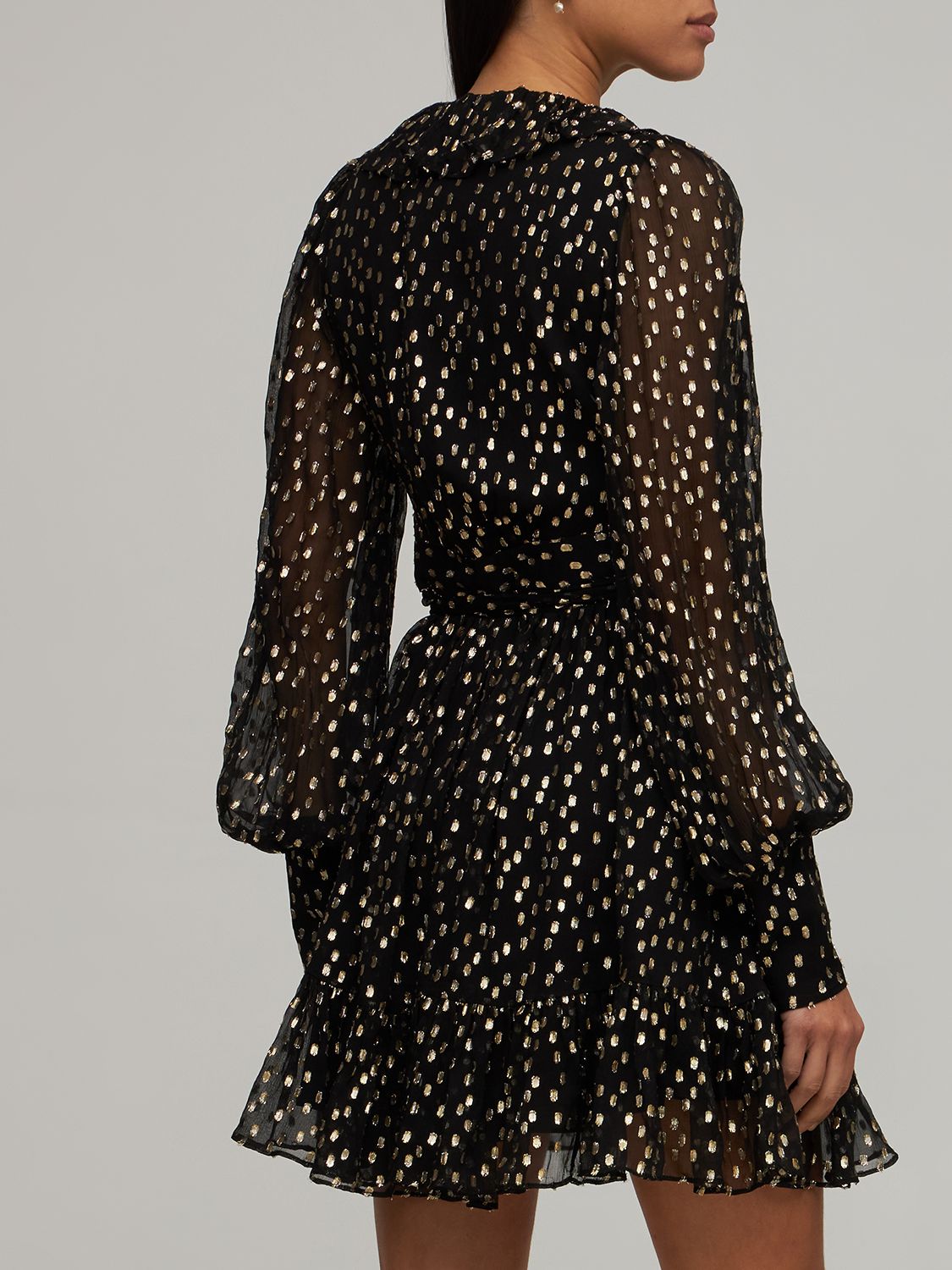zimmermann silk wrap mini dress black Zimmermann Silk Wrap Mini Dress Black Asymmetric Sueded Silk main image 1