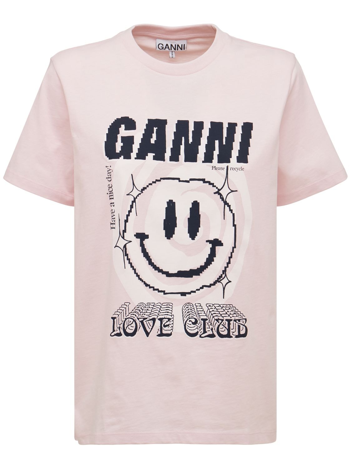 GANNI - Logo printed cotton jersey t-shirt - | Luisaviaroma
