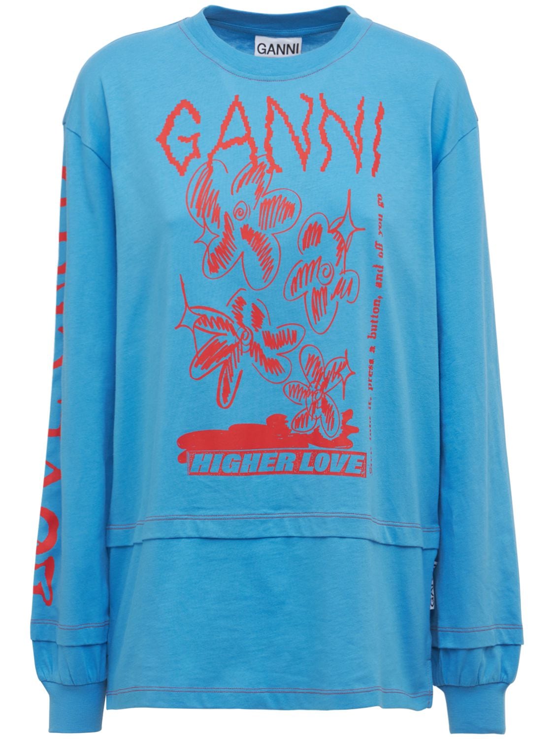 GANNI Logo Long Sleeved Jersey T-shirt