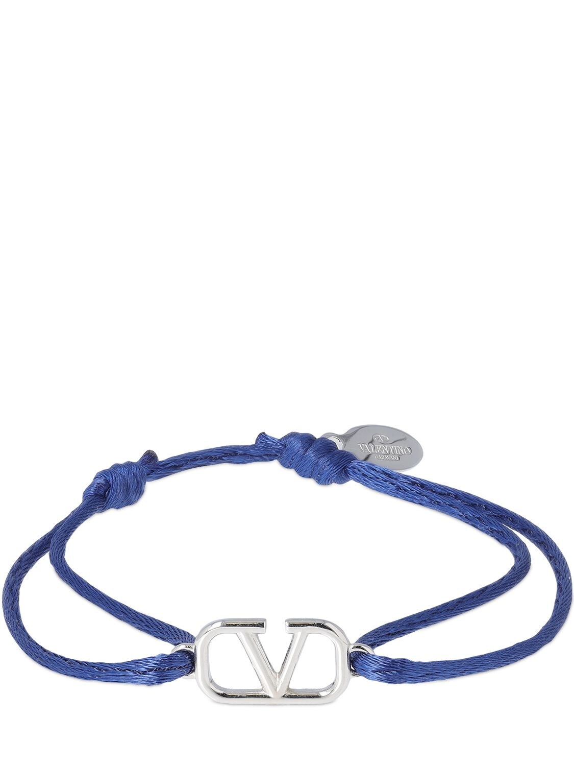 Valentino Garavani V Logo Signature Adjustable Bracelet In Ocean Blue