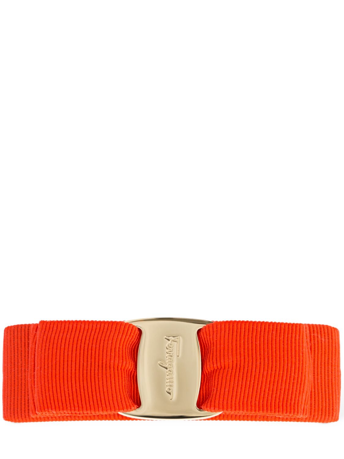 Ferragamo Bow-detail Ribbed Hair Clip In Orange