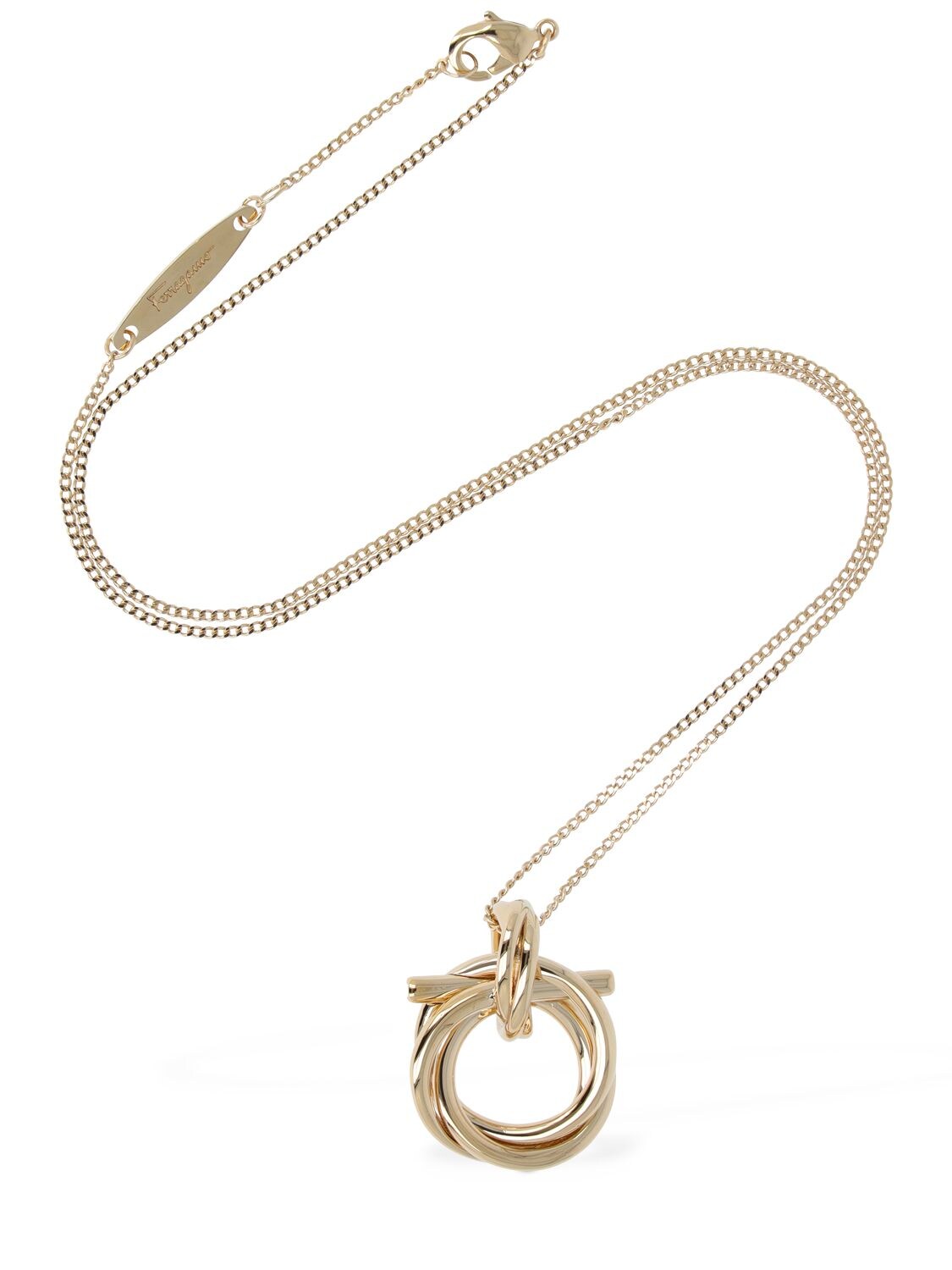 Shop Ferragamo Gancio Evo Charm Necklace In Gold