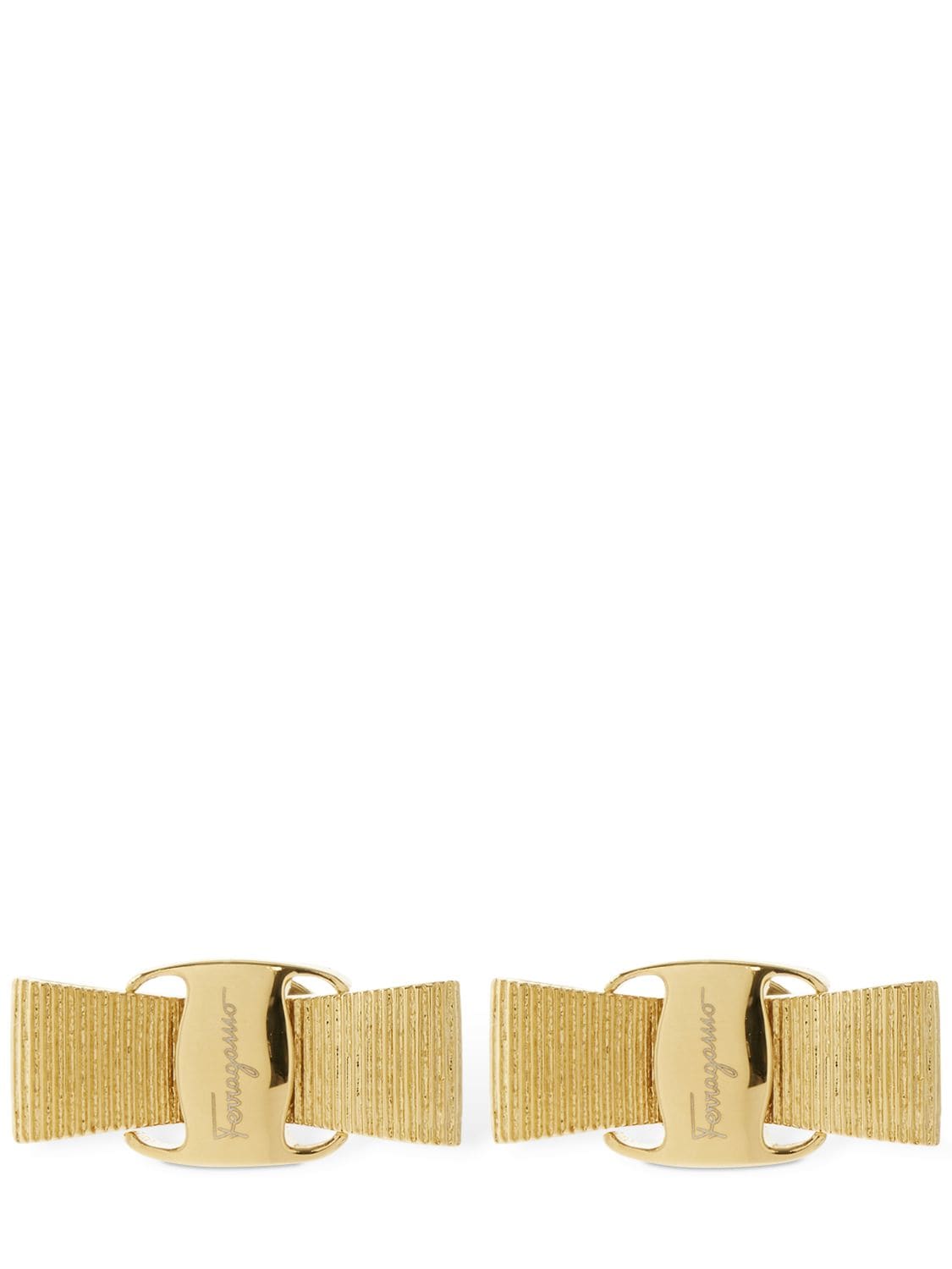 Shop Ferragamo Vara Bow Stud Earrings In Gold