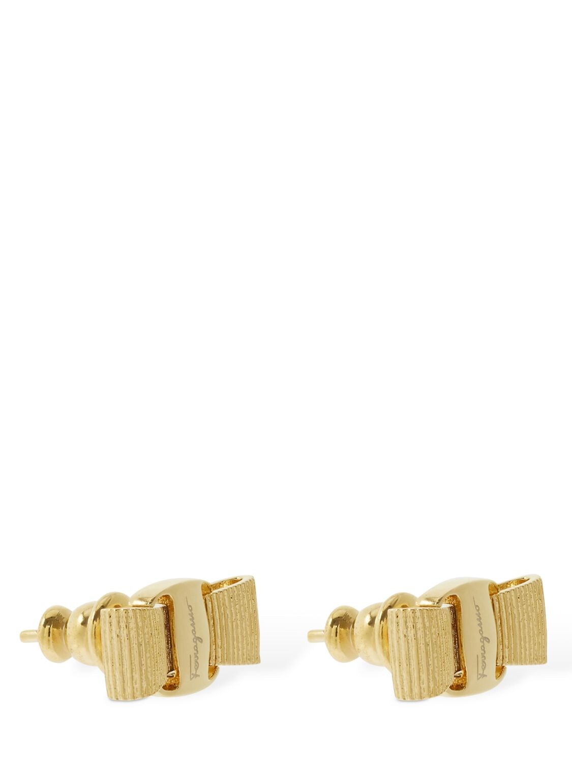 Shop Ferragamo Vara Bow Stud Earrings In Gold