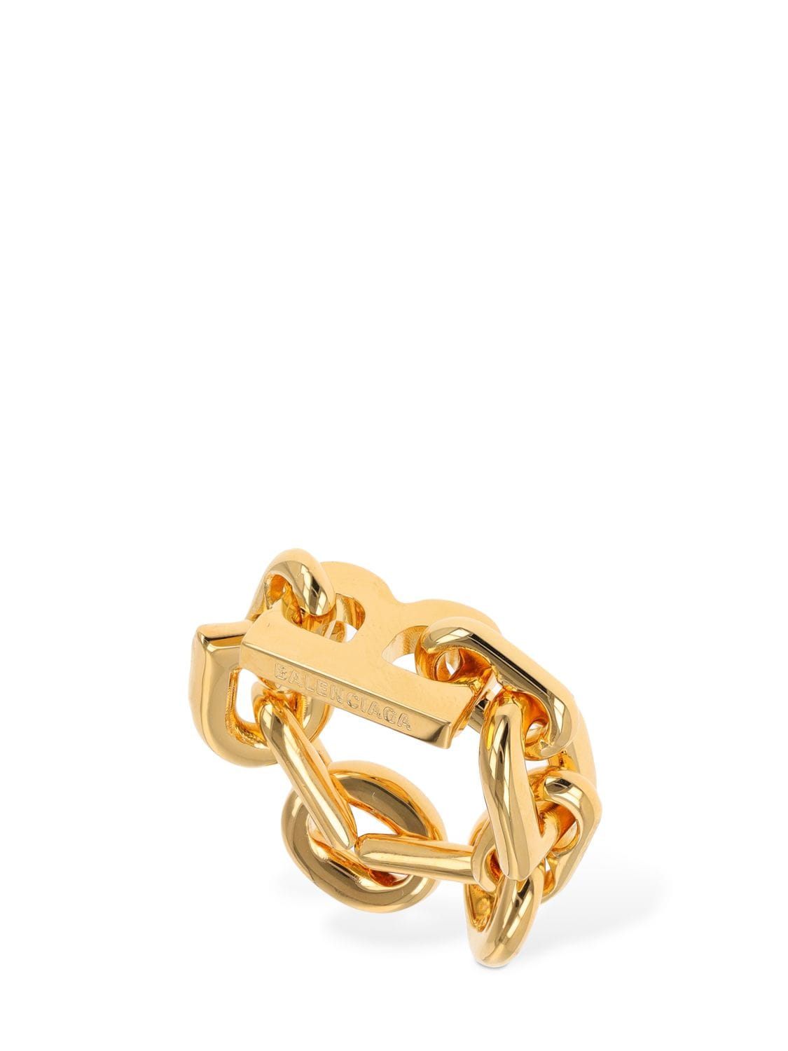 Balenciaga B Chain Brass Ring In Gold