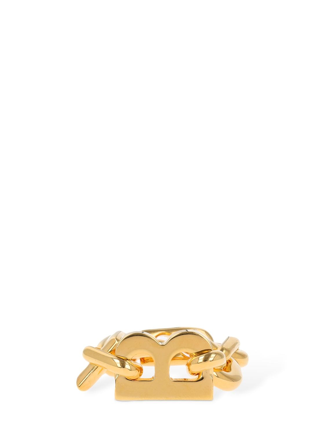 Shop Balenciaga B Chain Brass Ring In Gold