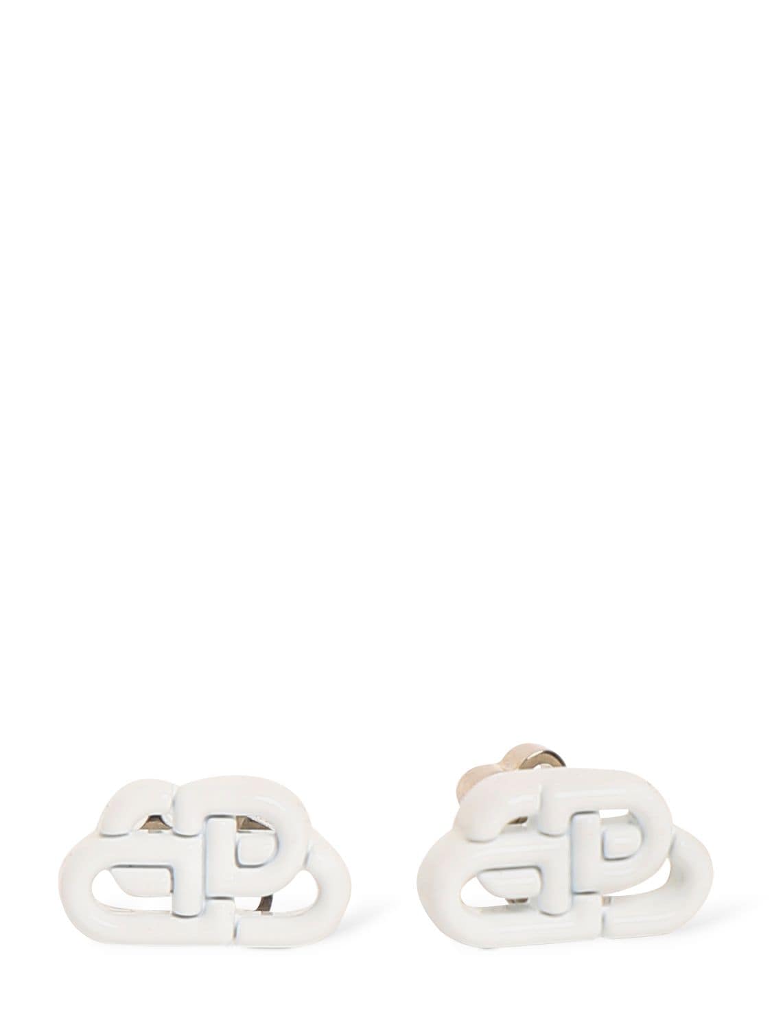 Balenciaga Xs Bb Zamak Stud Earrings In White