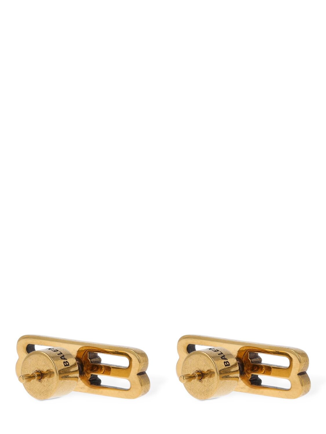 Shop Balenciaga Bb Icon Brass Earrings In Gold