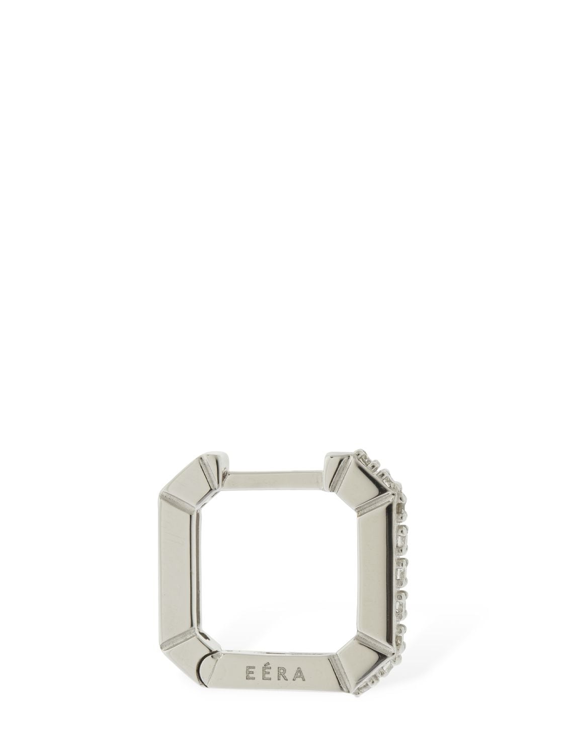 Shop Eéra Mini 18kt & Diamond Squared Mono Earring In Silver