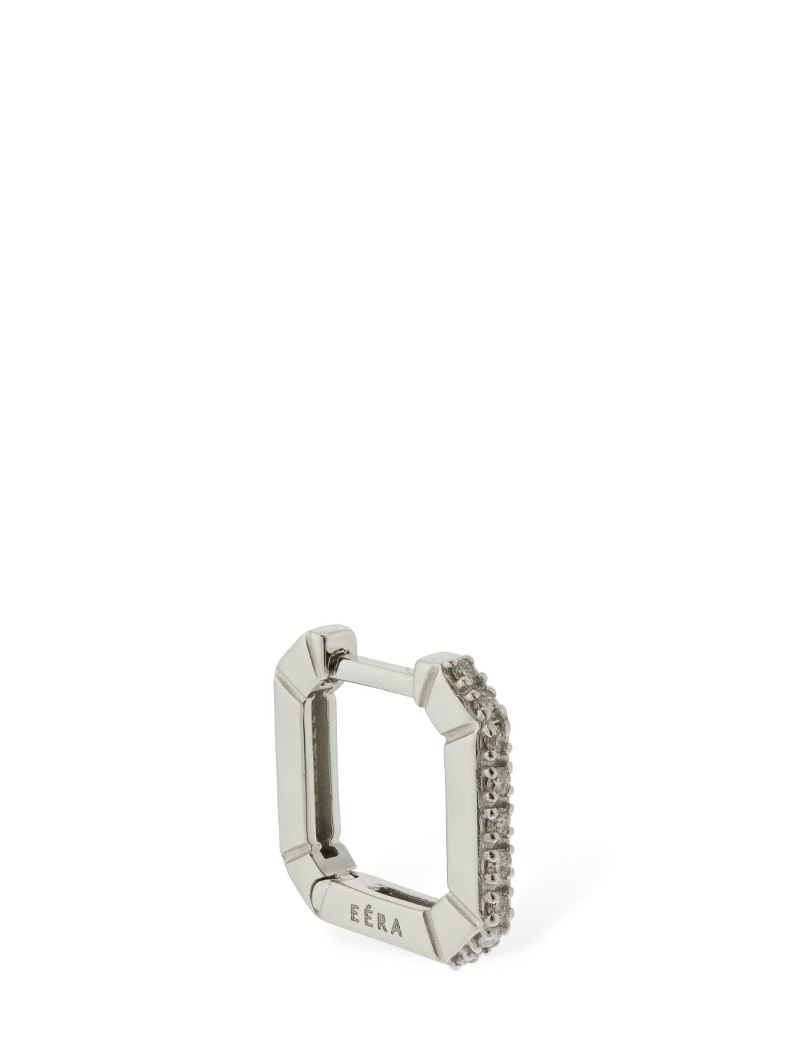 Eéra Mini 18kt & Diamond Squared Mono Earring In Silver
