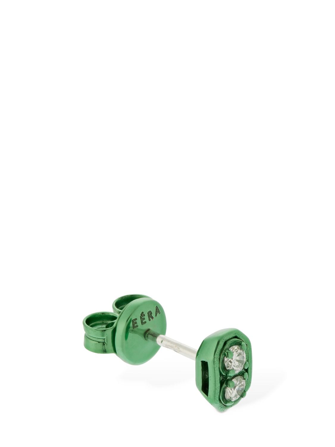 Shop Eéra Roma 18kt & Diamond Stud Mono Earring In Green,crystal