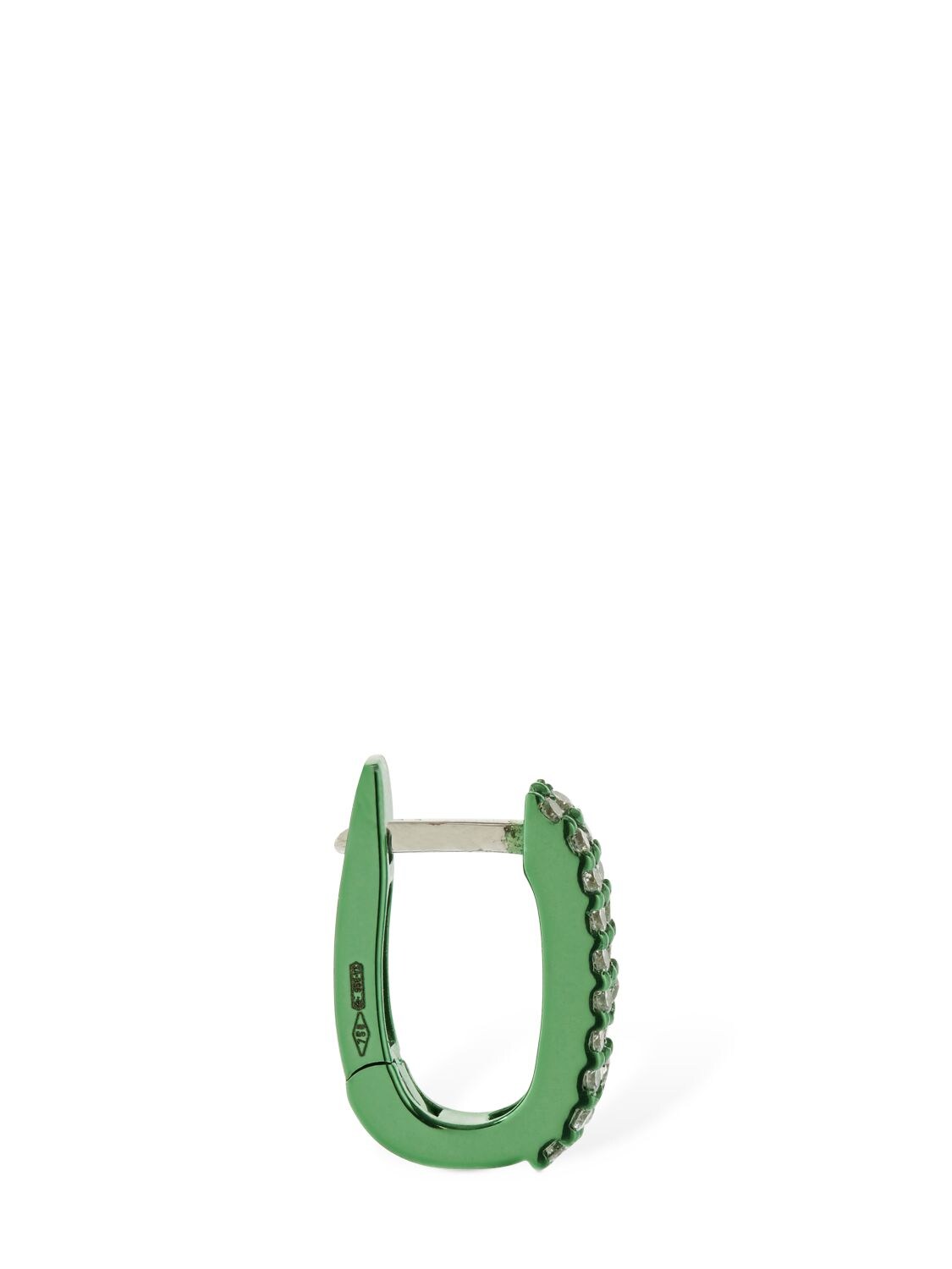 Shop Eéra Basice 18kt & Diamond Mono Hoop Earring In Green,crystal