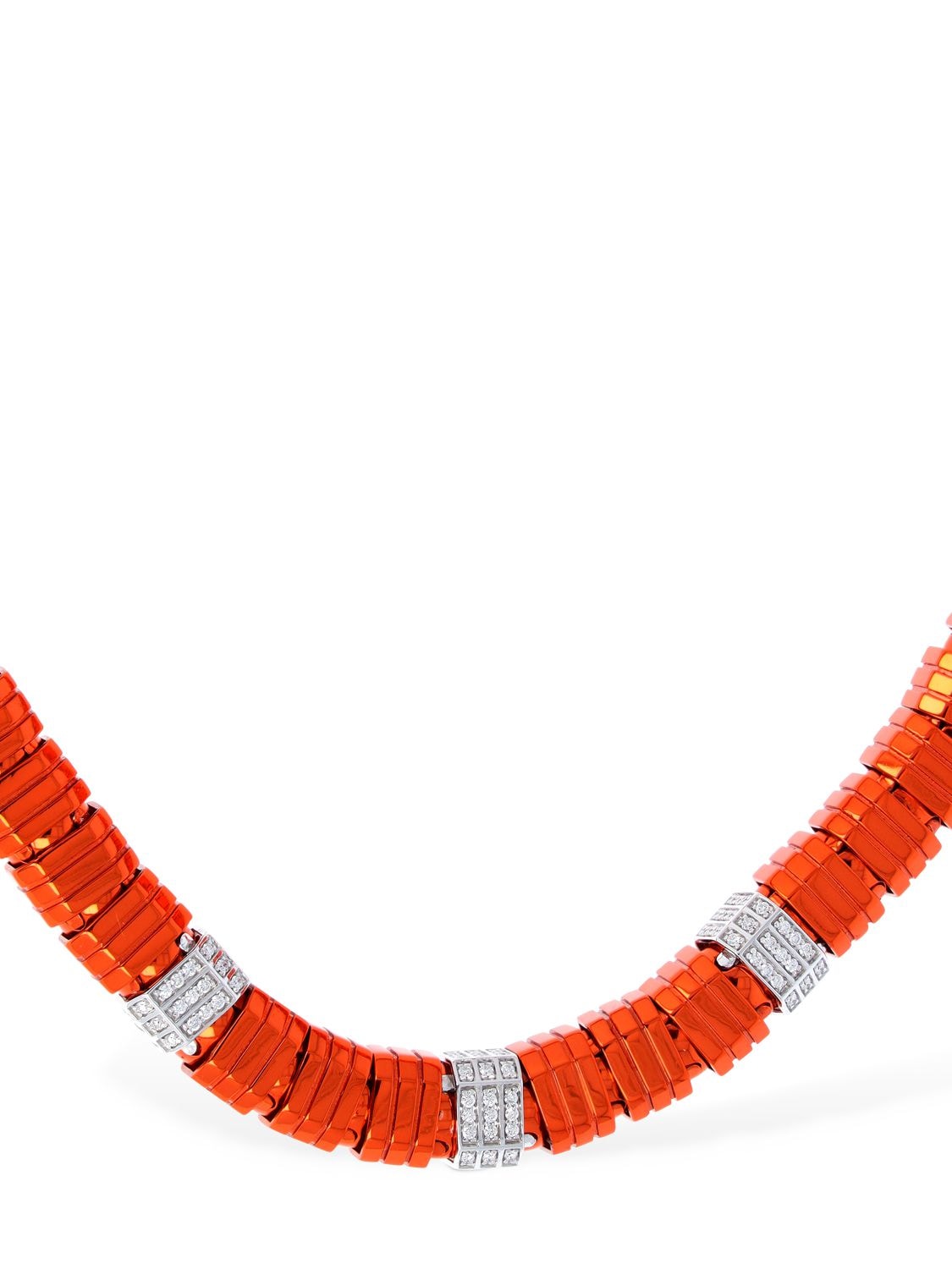 Shop Eéra Candy 18kt & Diamond Collar Necklace In Orange,crystal