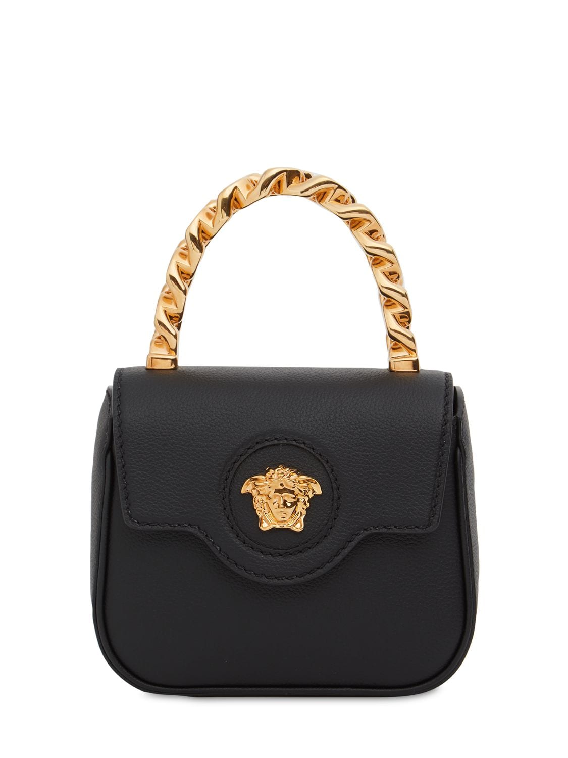 Image of Medusa Grained Leather Top Handle Bag
