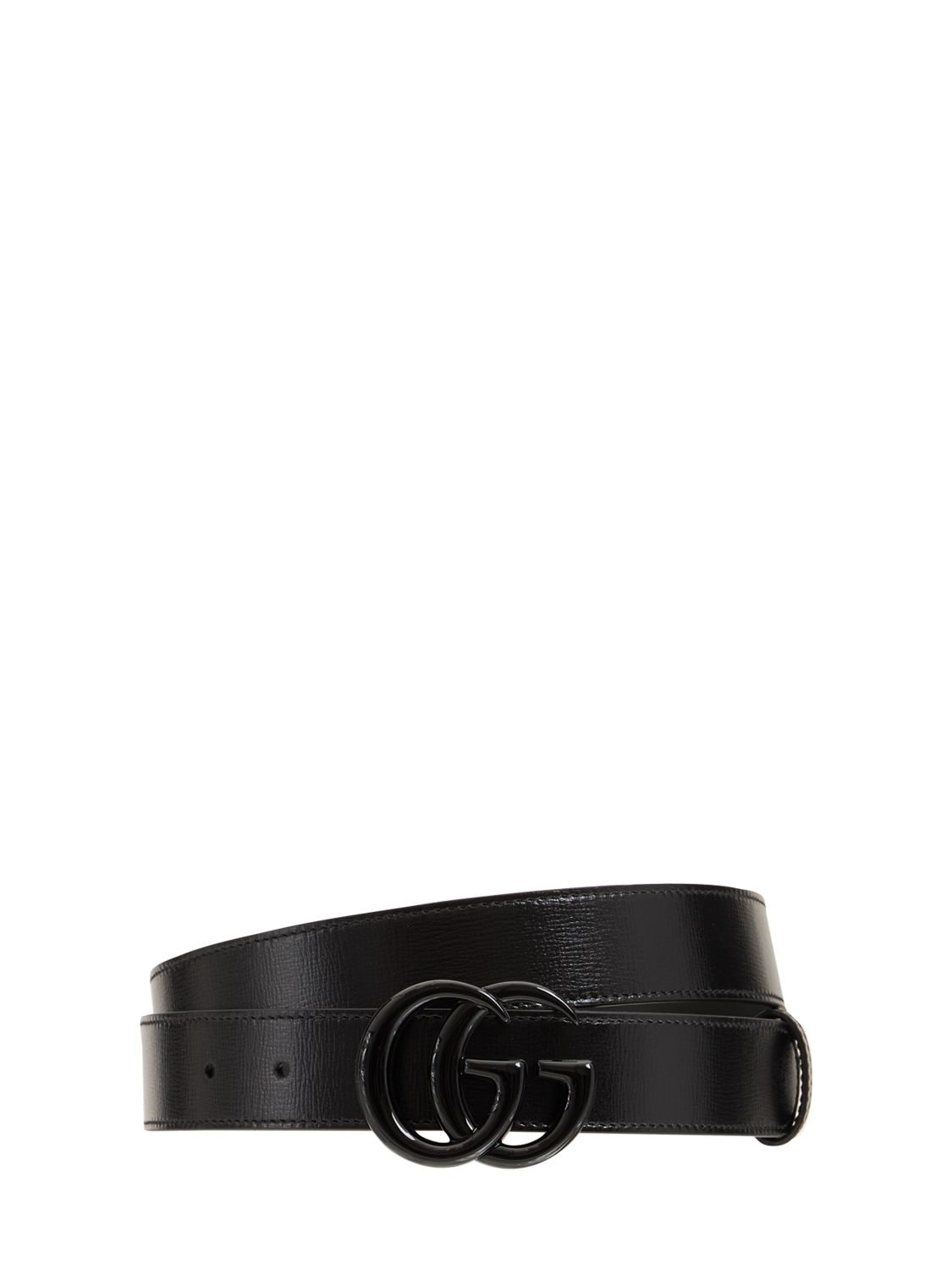 Gucci 3cm Gg Buckle Leather Belt In Black