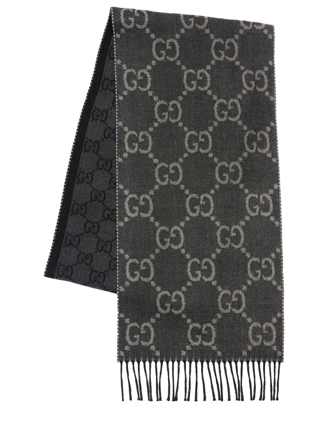 Udrydde Rendezvous kanal Gucci Gg Jacquard Wool Knit Scarf In Black | ModeSens