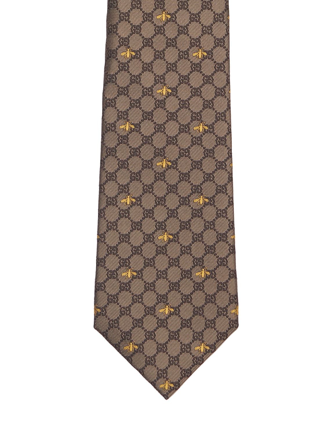 Shop Gucci 7cm Gg Bees Silk Tie In Pattern