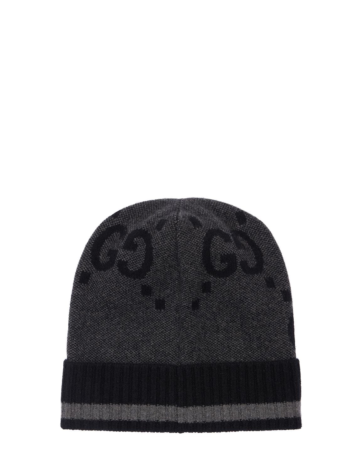 Shop Gucci Canvy Cashmere Knit Beanie Hat In Flanner,black