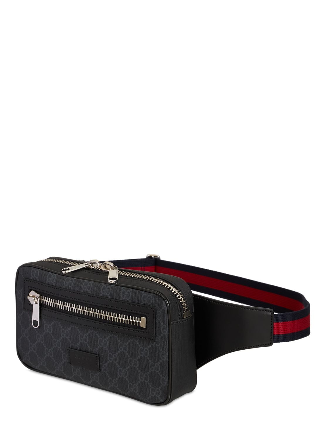 Black GG-jacquard coated-canvas and leather belt bag, Gucci