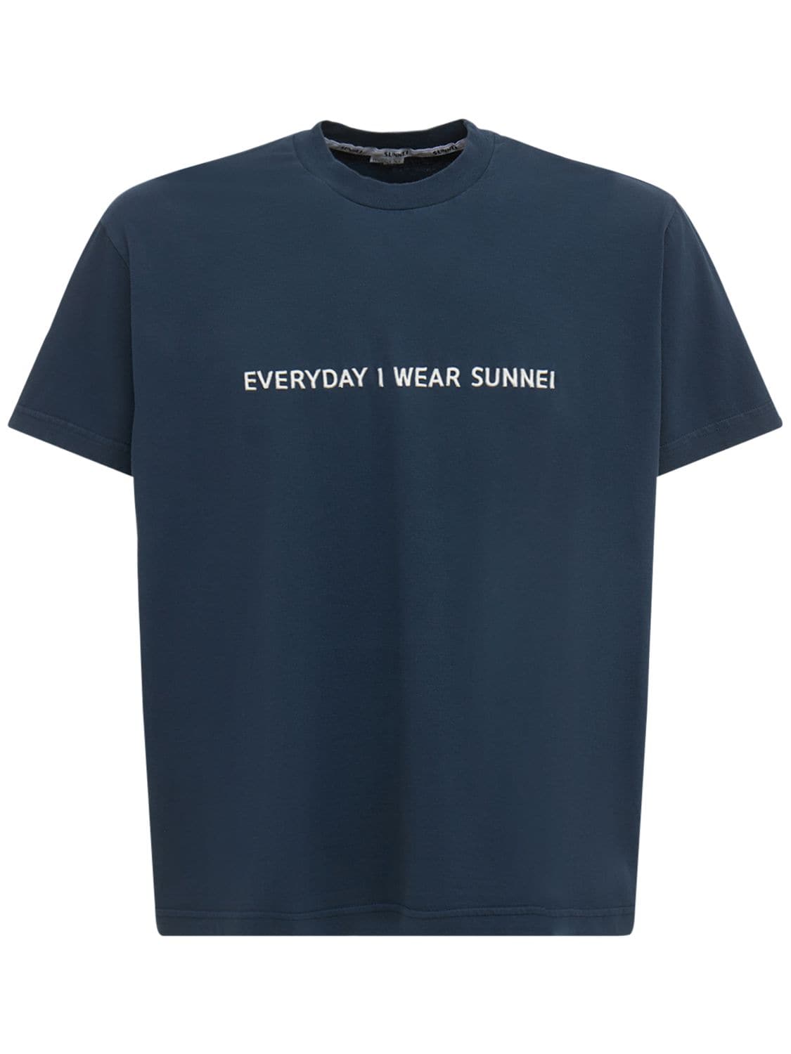 Sunnei Logo Print Cotton Jersey T-shirt In Blue | ModeSens