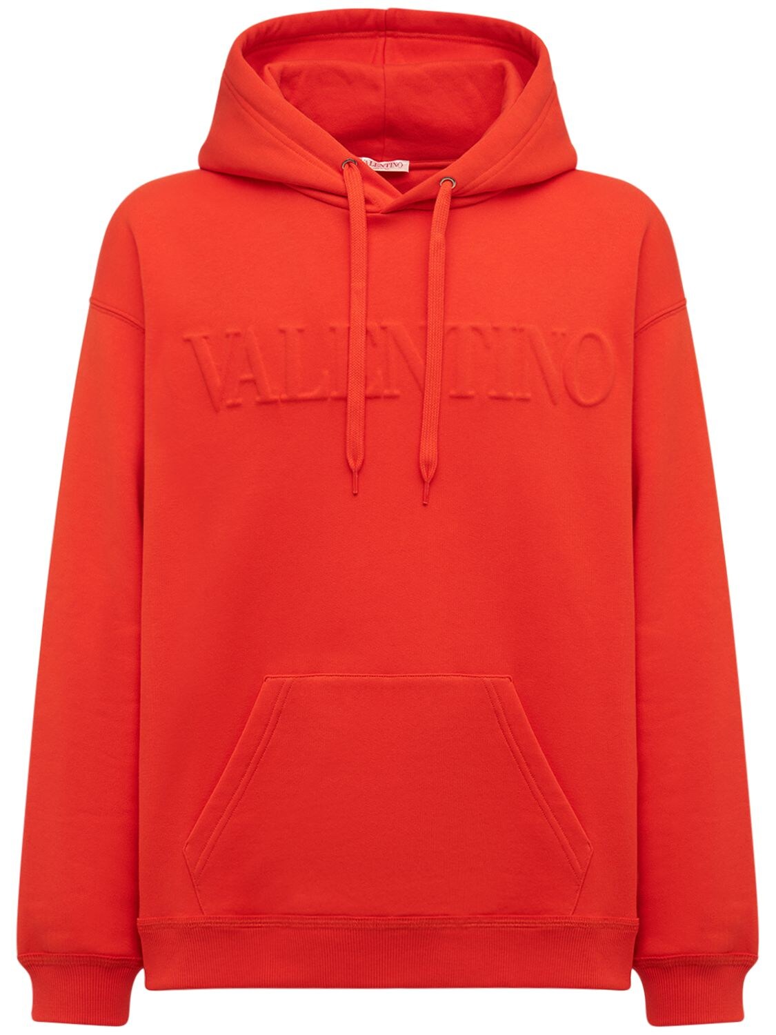VALENTINO Logo Embossed Cotton Jersey Hoodie