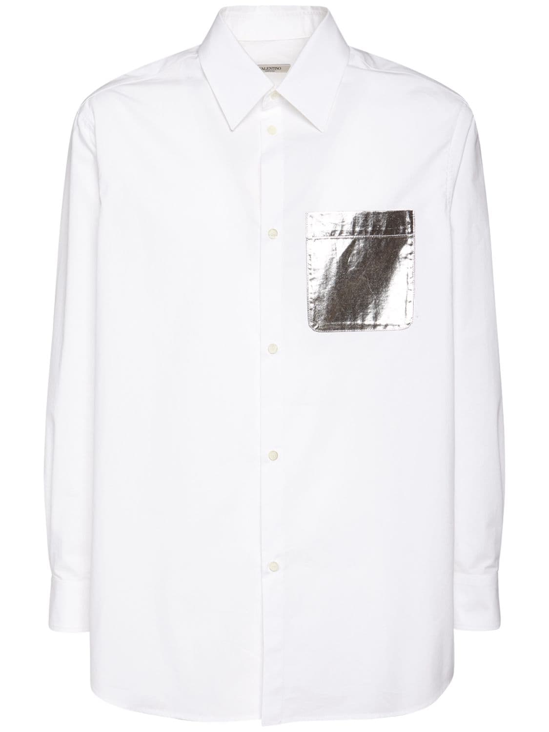 Valentino Cotton Poplin Silver Patch Shirt In White,silver | ModeSens