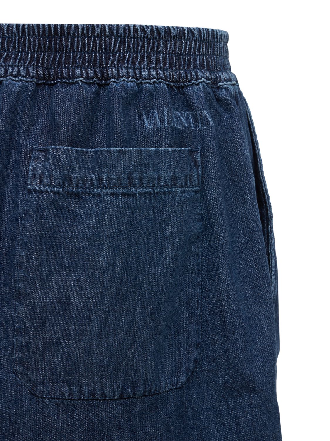 Elasticated Waistband Denim Shorts In Blue