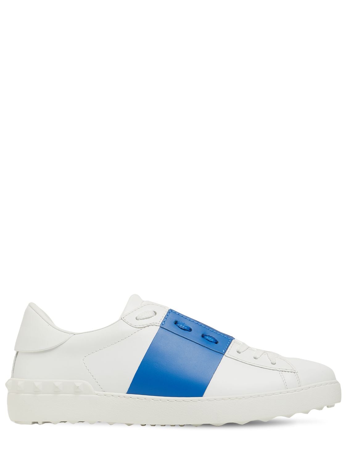 Valentino Garavani - Open color block leather sneakers - White/Blue ...